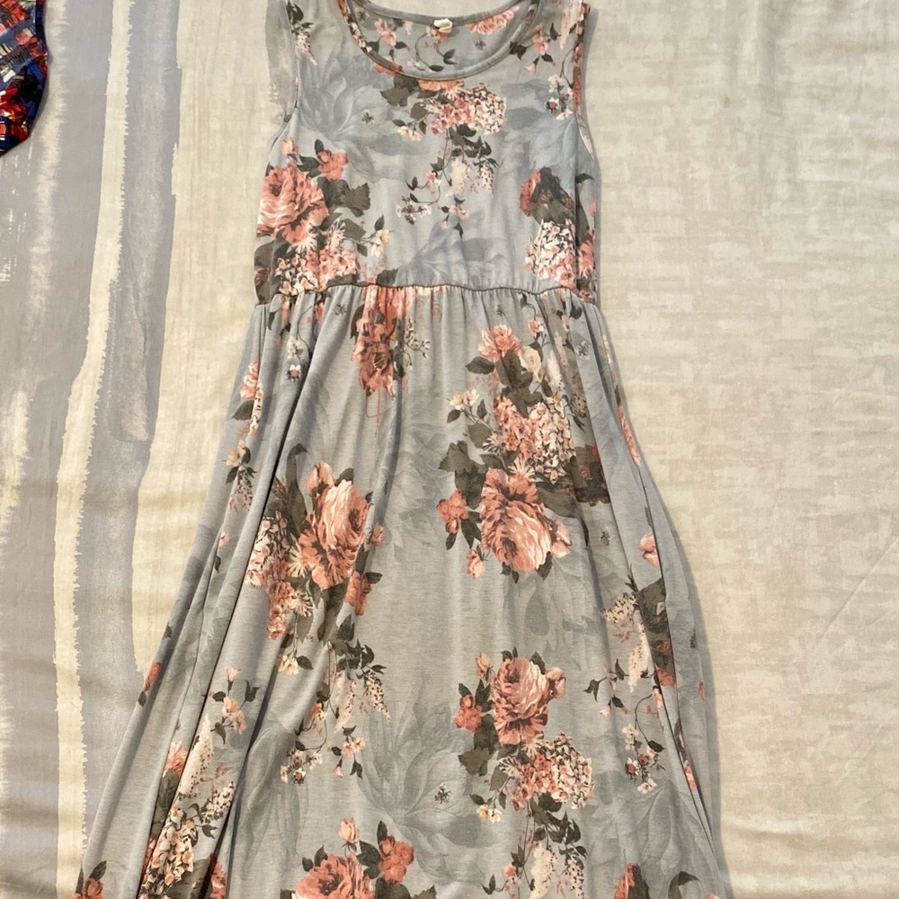 Pink Blush grey sleeveless maxi maternity dress